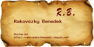 Rakovszky Benedek névjegykártya